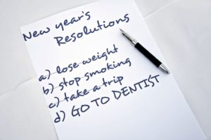 New year's resolution list that includes visiting the dentist